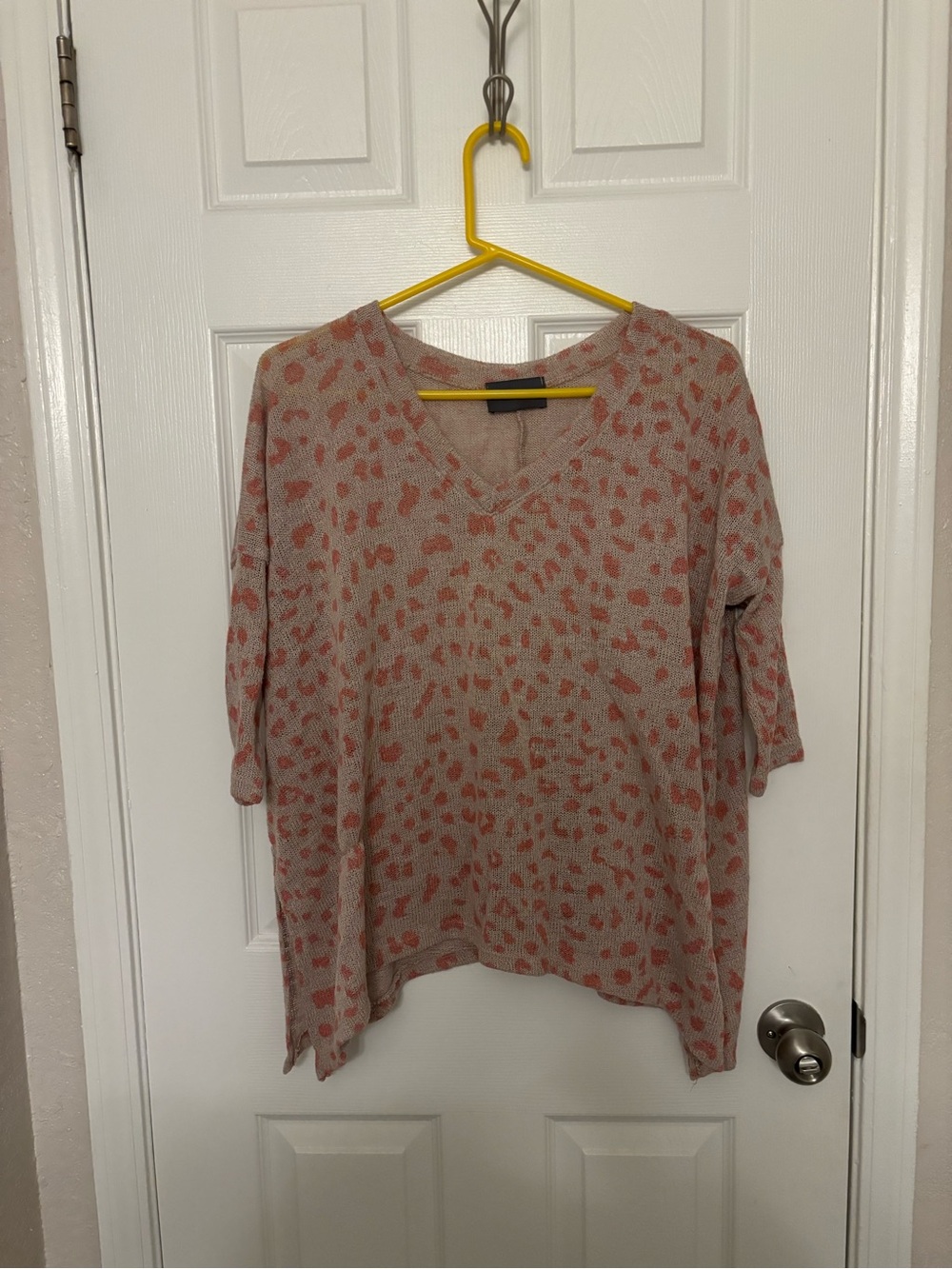 Tan & Pink Cheetah Sweater - Size Large